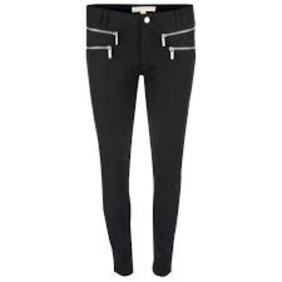 MICHAEL Michael Kors ROCKR Zip Skinny Stretch Cotton Ankle Pants Black Size 2 - Picture 3 of 13